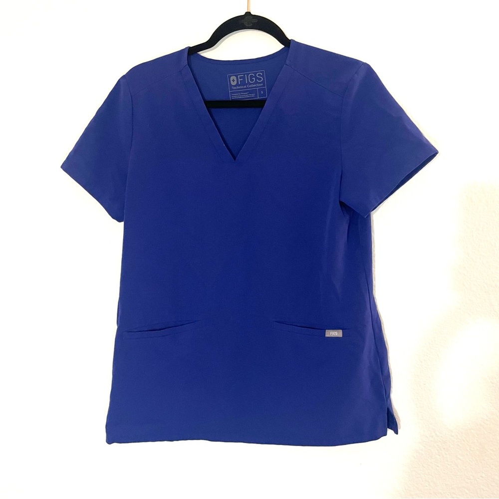 Figs Casma Three Pocket Scrub Top Royal Blue Size Small
